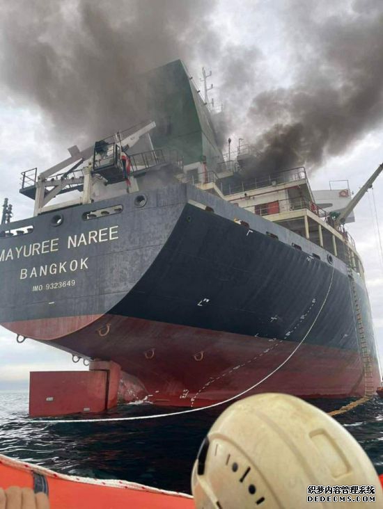 　　这张泰国海军3月11日发布的照片显示，一艘泰国货船在霍尔木兹海峡海域遭袭起火。新华社发（泰国海军供图）